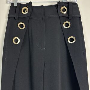 Derek Lam 10 Crosby Pants Womens 0 Black Cropped Flare High Rise Grommet Buckle